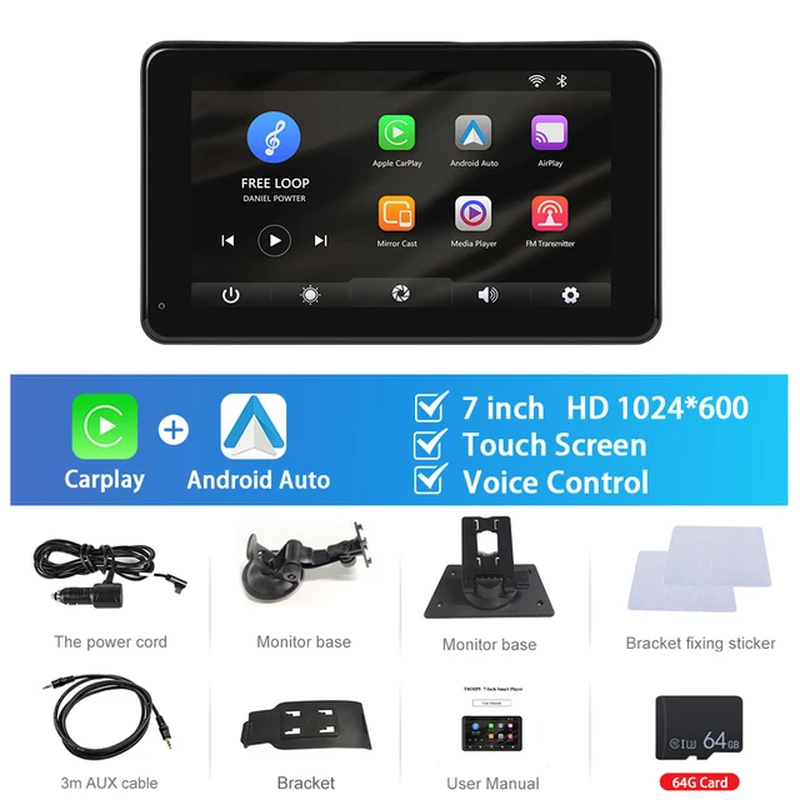 Portable multimedia system for the car, Bluetooth, Universal