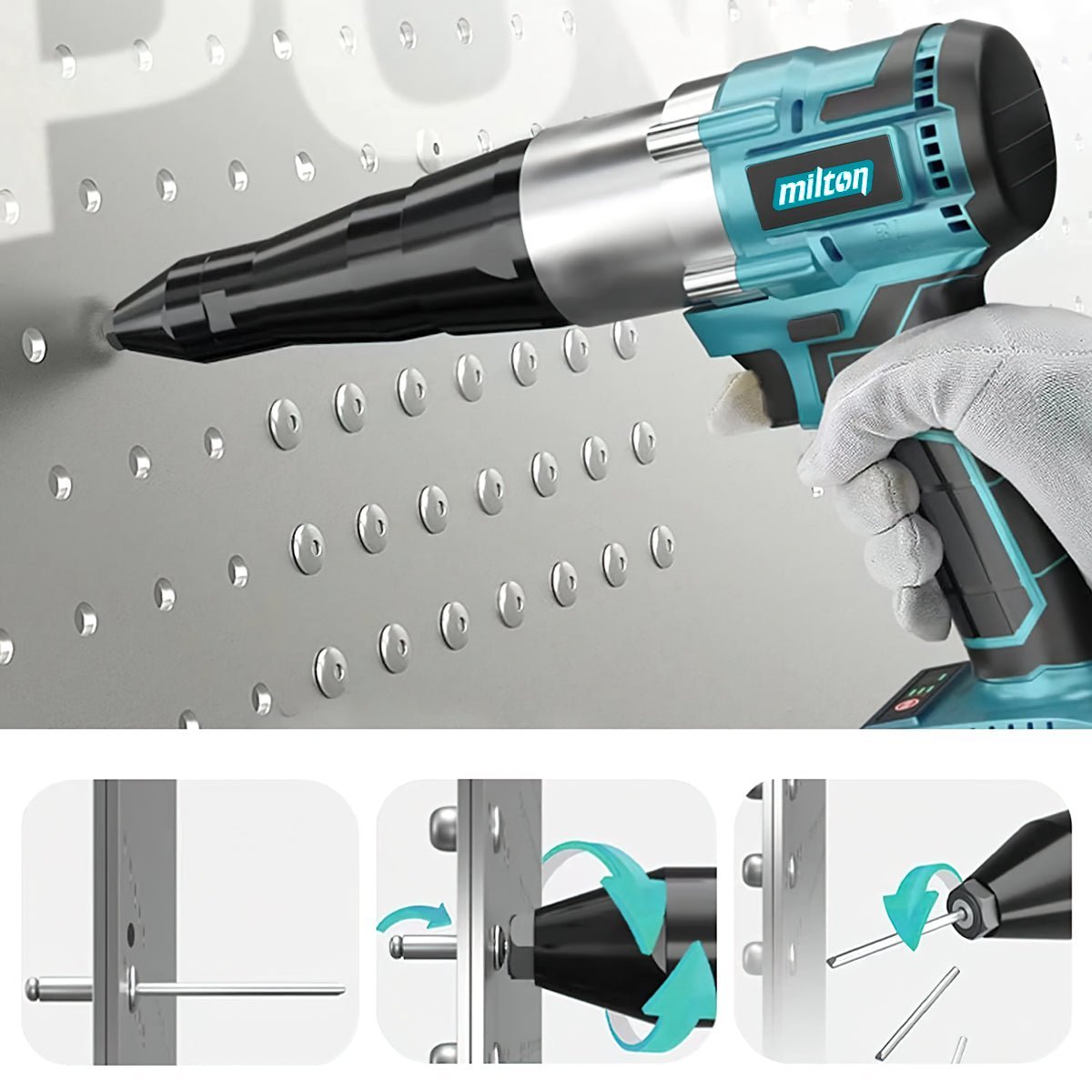 Vetoniittikone 18V akkukäyttöinen 3.2mm-4.8mm, Hiiliharjaton | Autotavara.com