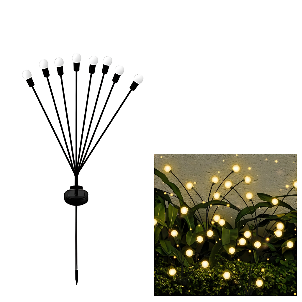 10-pack!! Tulikärpäsvalot – Aurinkokäyttöiset tunnelmavalot ulkotiloihin