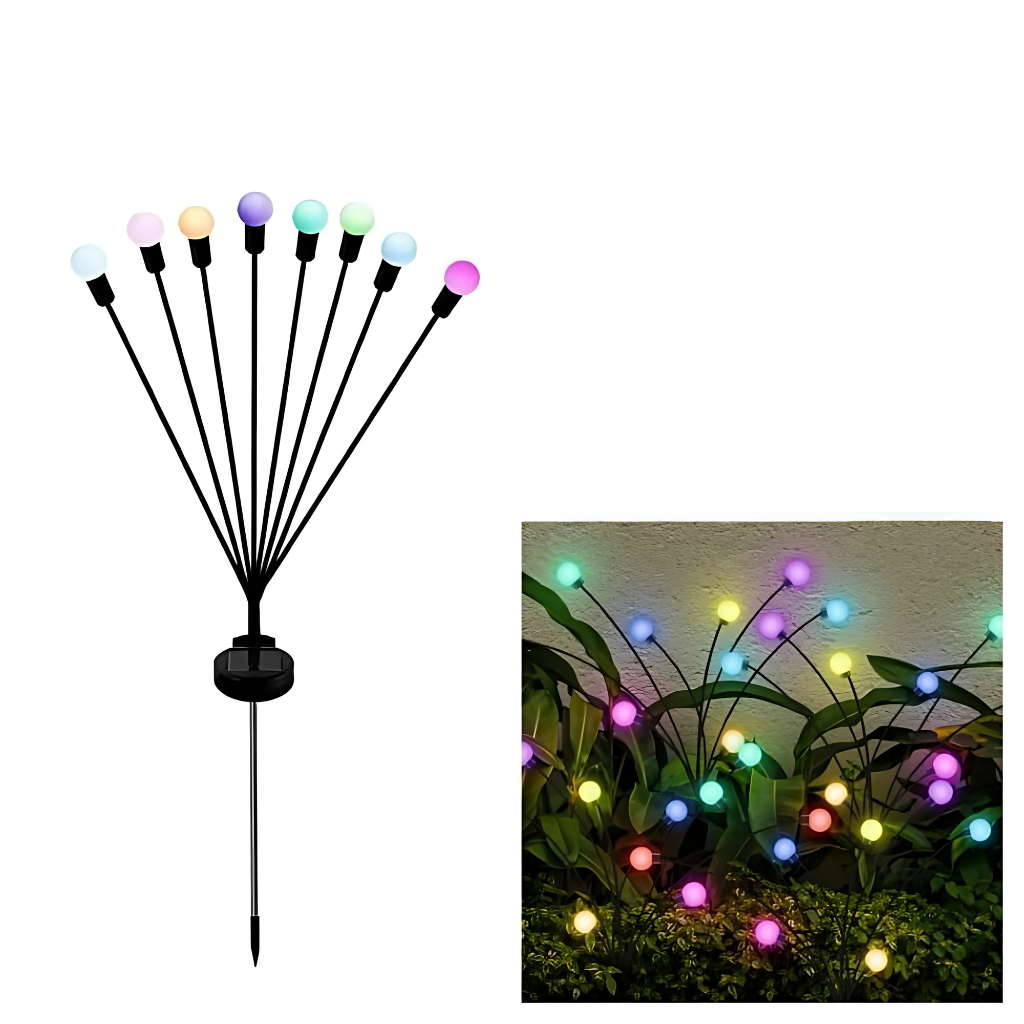 10-pack!! Tulikärpäsvalot – Aurinkokäyttöiset tunnelmavalot ulkotiloihin