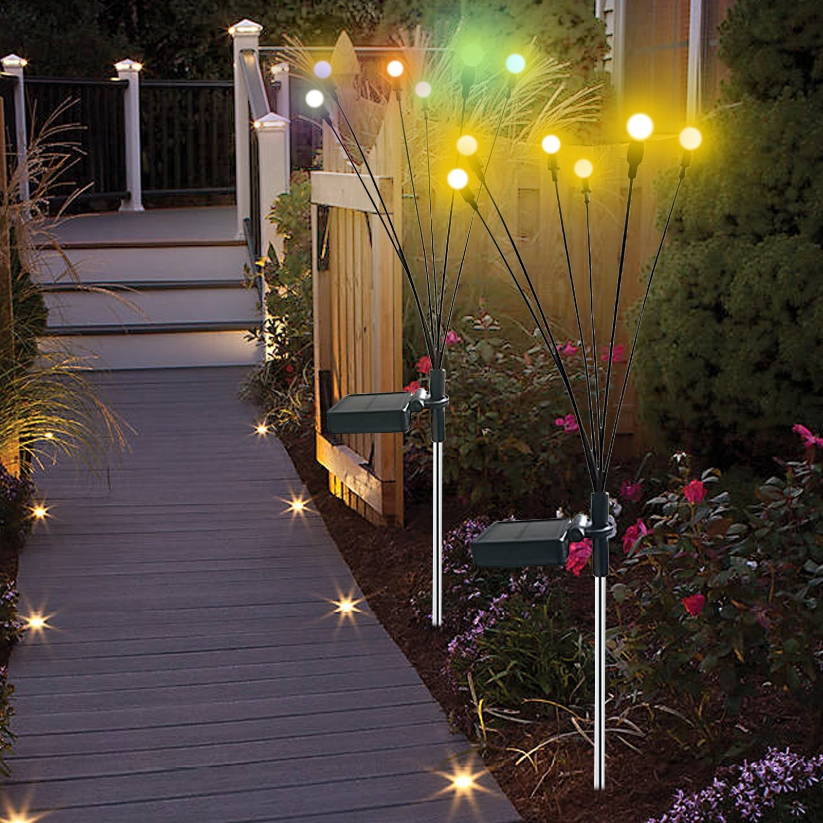 10-pack!! Tulikärpäsvalot – Aurinkokäyttöiset tunnelmavalot ulkotiloihin