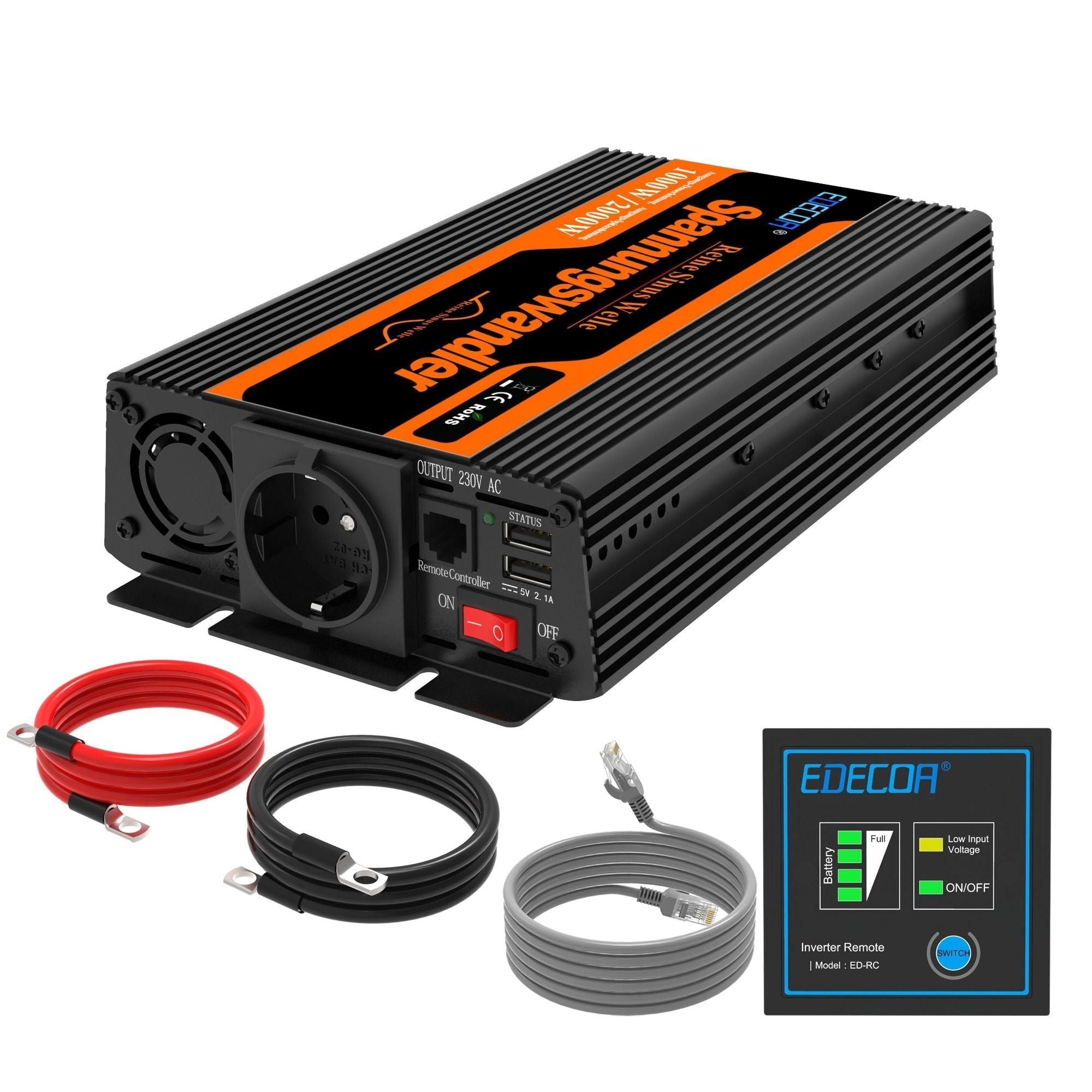 Dark Slate Gray EDECOA 1000W/2000W puhdas siniaaltoinvertteri 12V