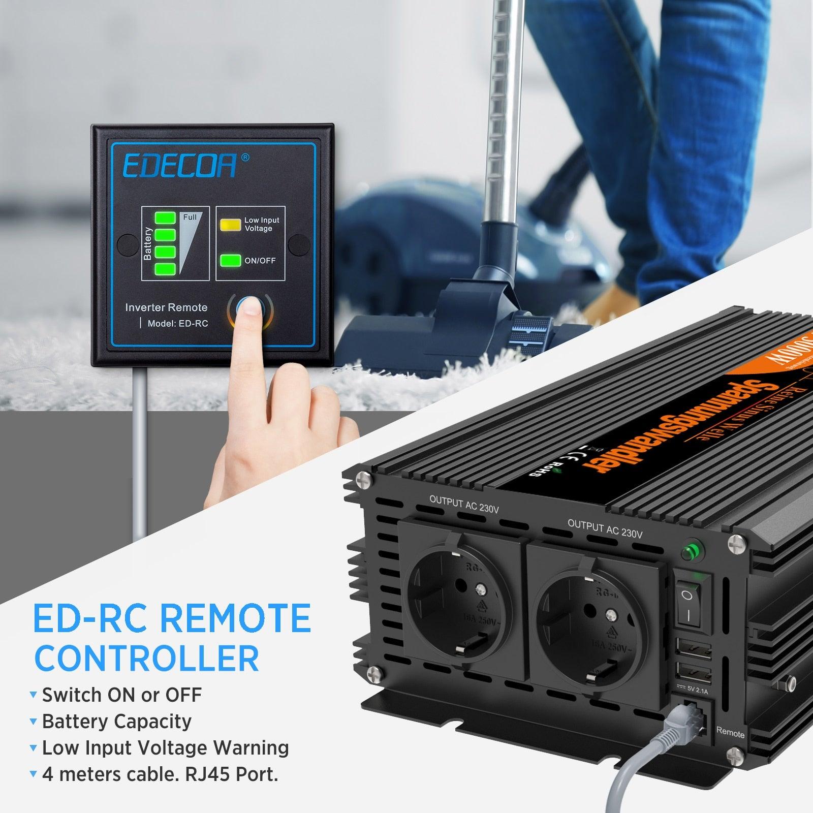 Light Gray EDECOA 2500W/5000W puhdas siniaaltoinvertteri 12V