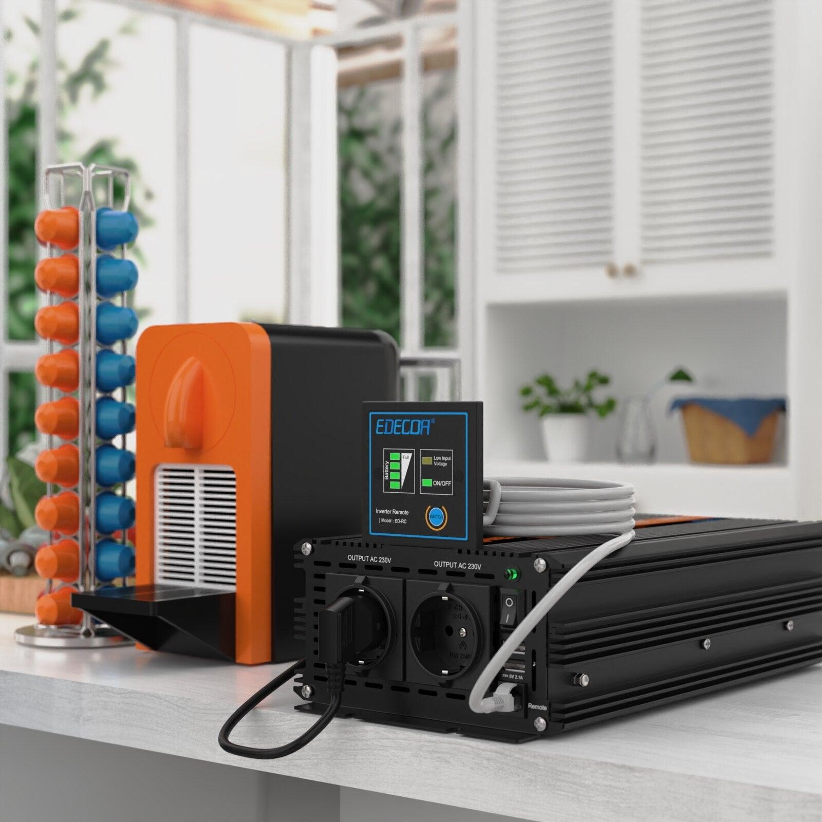 Gray EDECOA 2500W/5000W puhdas siniaaltoinvertteri 12V