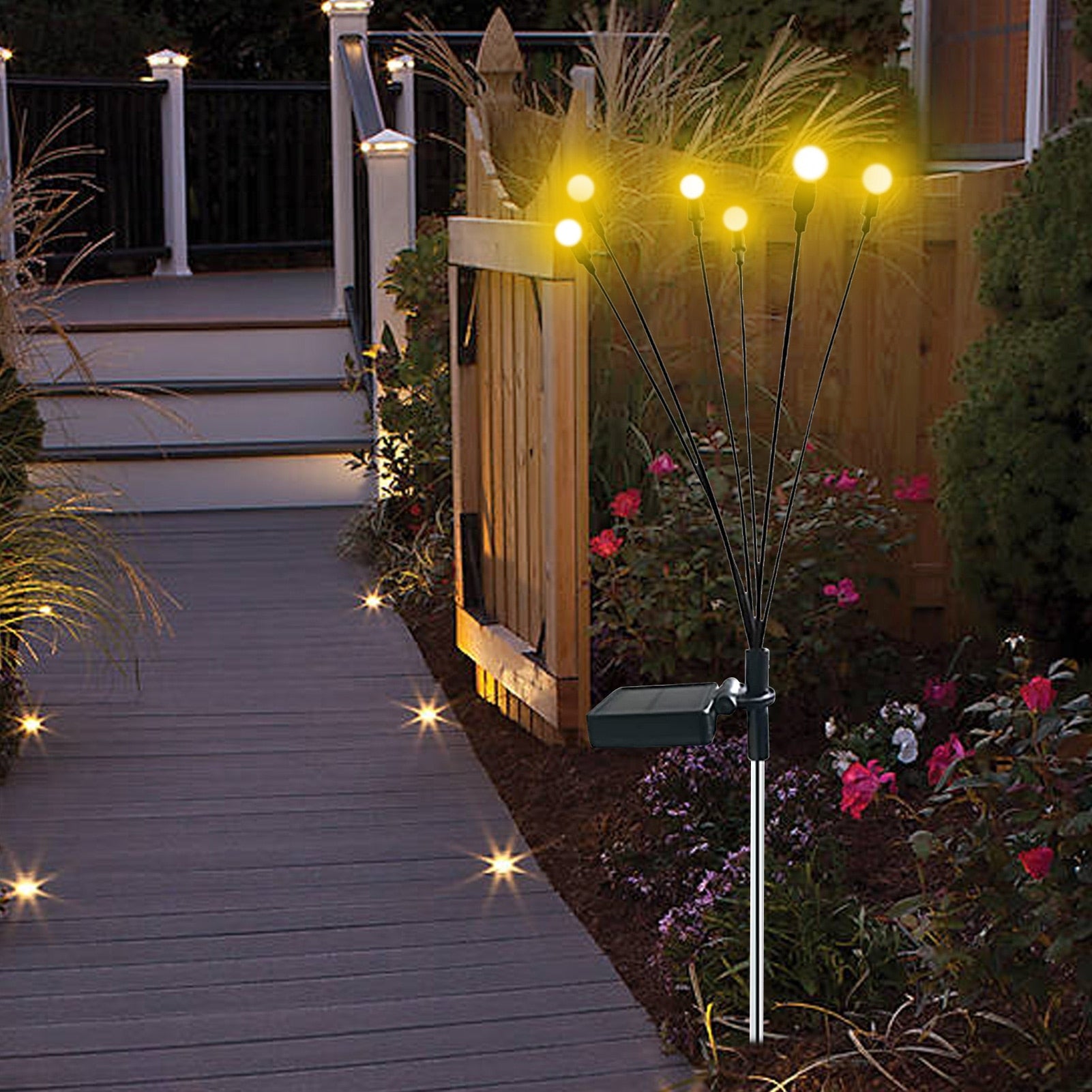 10-pack!! Tulikärpäsvalot – Aurinkokäyttöiset tunnelmavalot ulkotiloihin