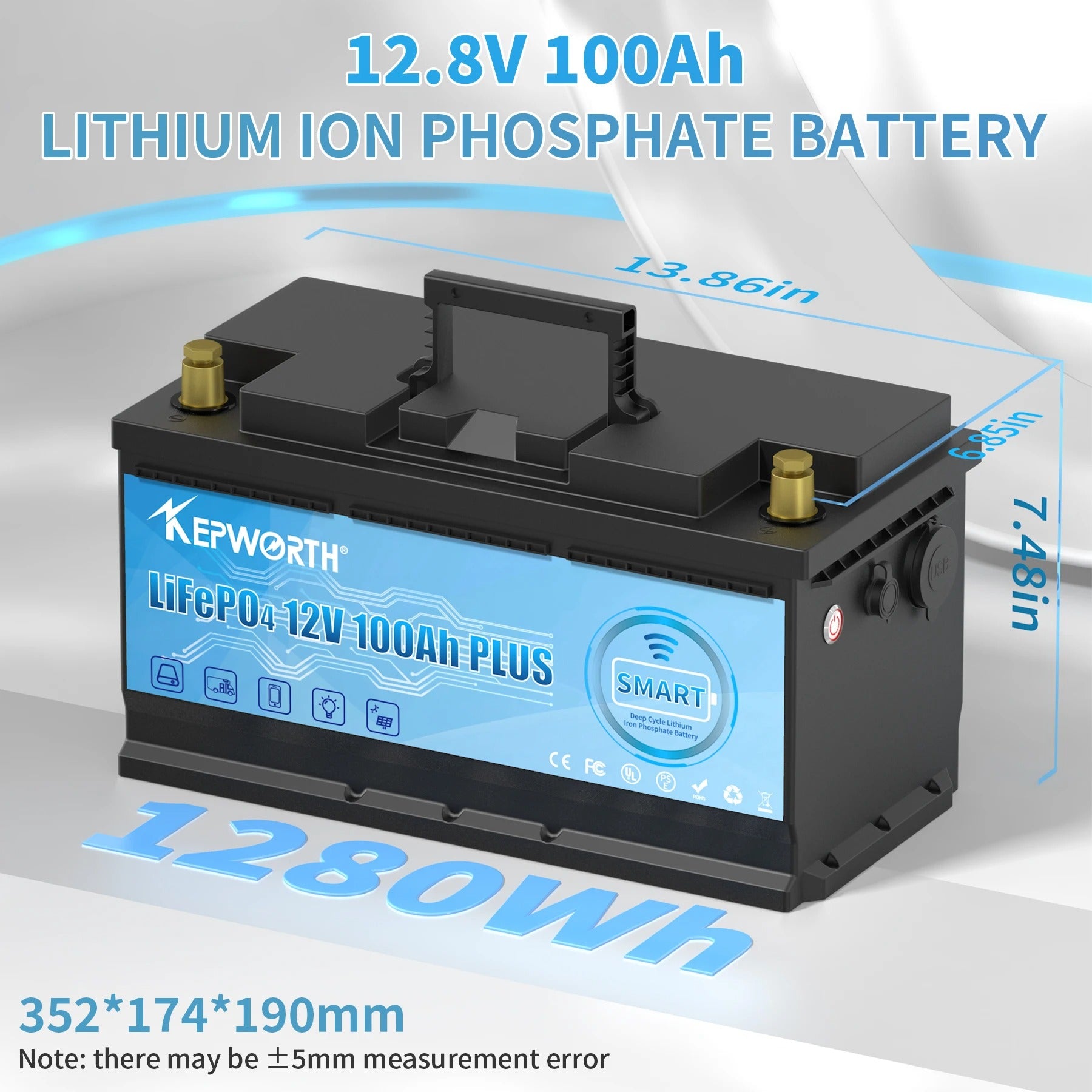 LiFePO4 50+Ah-200Ah Litium-batteri, 12V & 24V & 48V